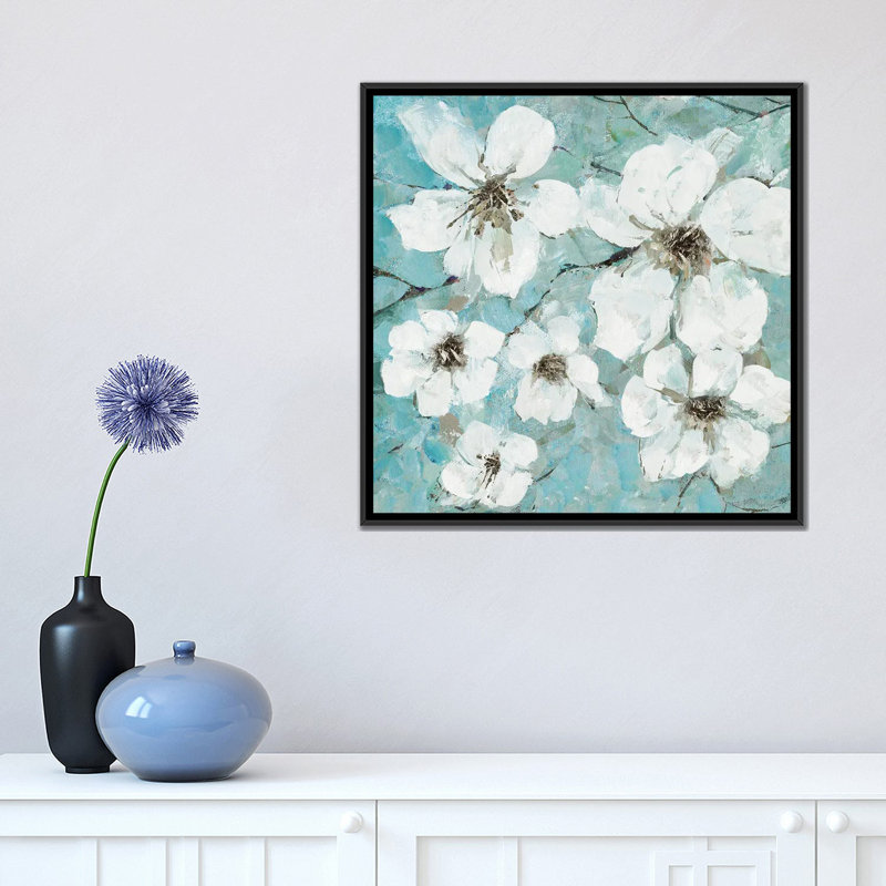 Wild Dogwood par Ruane Manning - reproduction d'art, H 18 po x l 18 po x 1,5 po, Toile avec cadre noir, Aucun mat