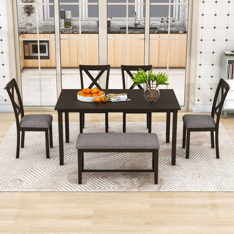Walburg 6 - Person Four Leg Dining Set, Espresso, Espresso