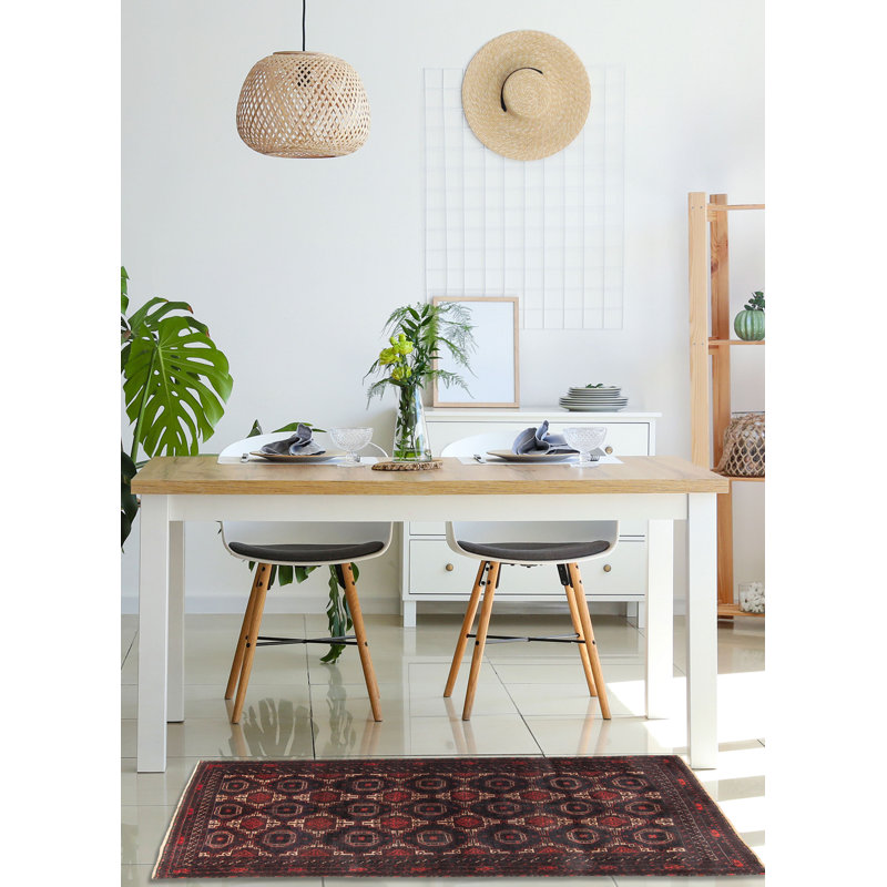 Tapis noir Teimani 3 pi 7 po x 6 pi 5 po