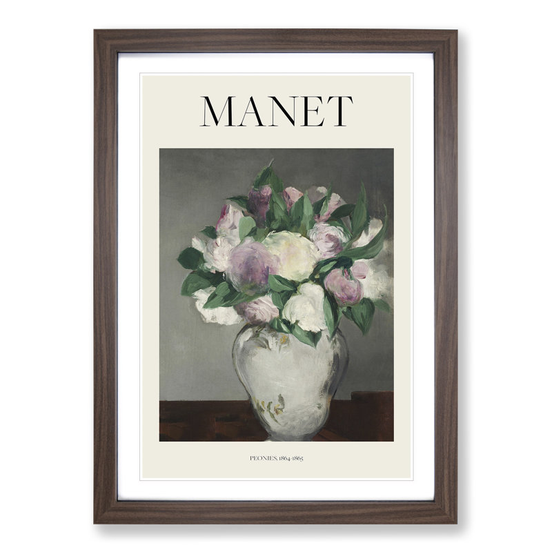 Peonies by Edouard Manet - Picture Frame Painting, Walnut, 48cm H x 36cm W x 2cm D