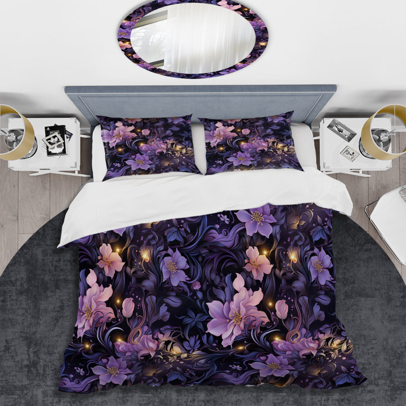Mystic Twilight Moody Patterns - Ensemble de housse de couette à motif floral