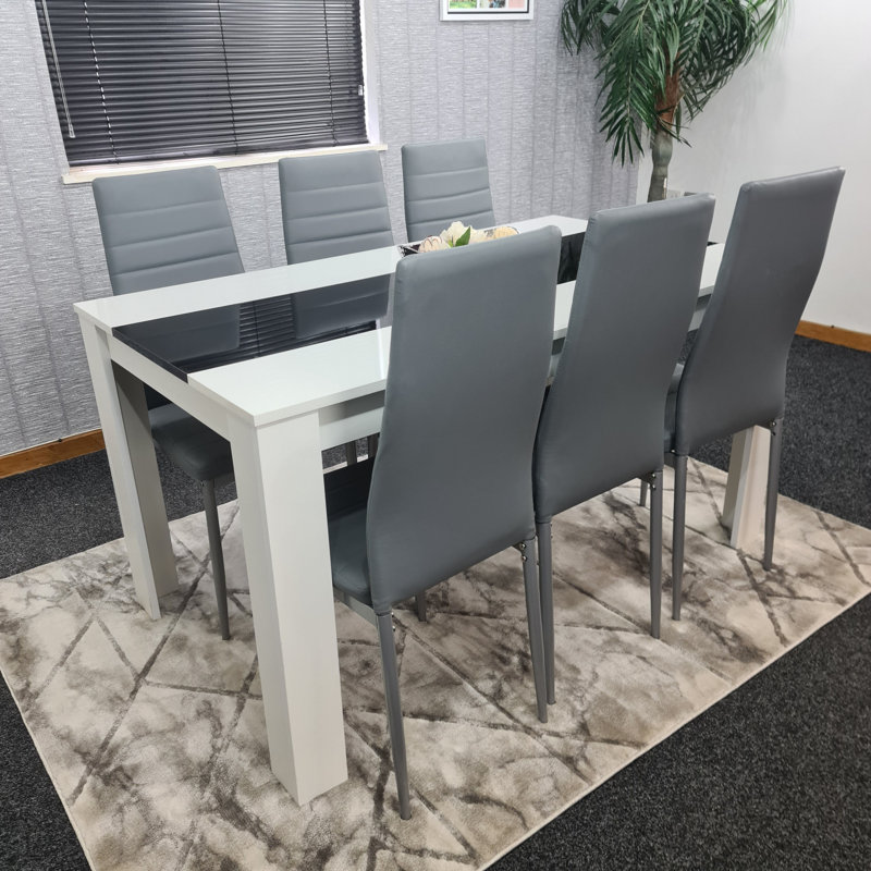 Rumley 6 - Person Dining Set, 75cm H x 140cm W x 80cm D, Gray, 7 Pieces: Table,6 Chairs