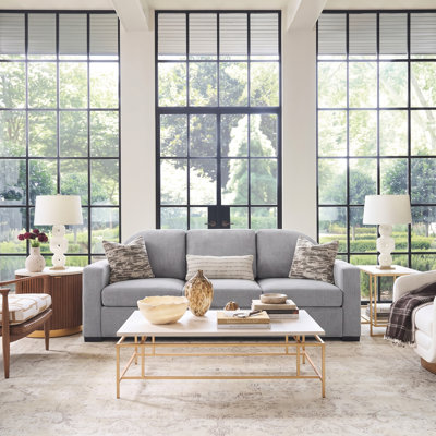 3-Seater Modern Curved Chenille Upholstered  Sofa with Sculptural Backrest and Deep Seating Comfort