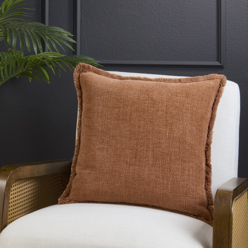 Coussin décoratif Fringe Edge, Orange, 20 po x 20 po, polyester