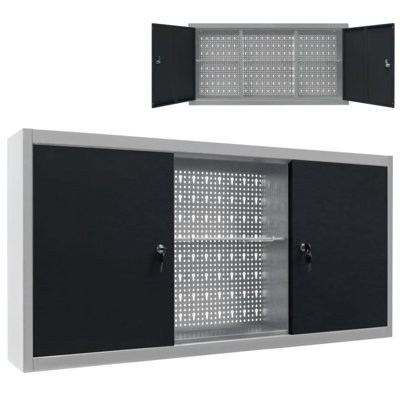 Armoire à outils murale de style industriel en métal gris et noir
