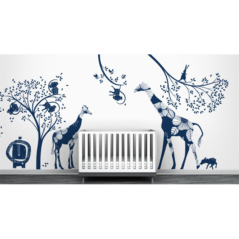 Décalcomanie murale jungle baby, Bleu marine