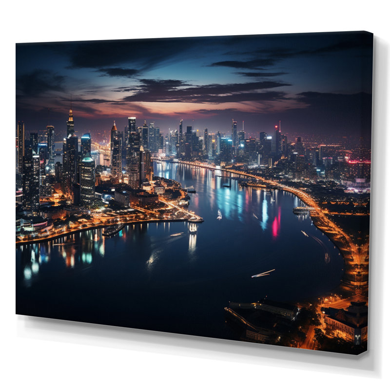 Thailande, paysage urbain, lueur I, Toile tendue, H 30 po x l 40 po x P 1,5 po