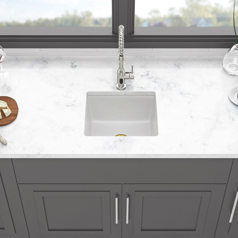 Quartz Kitchen Sink - Granite Composite Undermount Kitchen Sink, Stainless Steel