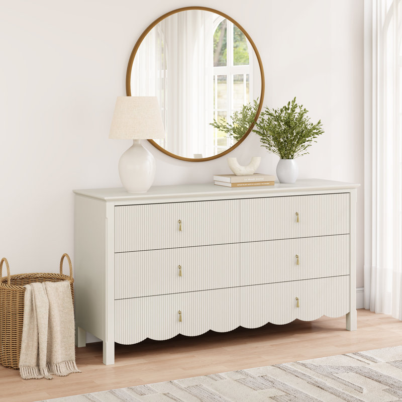 Commode 6 tiroirs Mortola, Crème