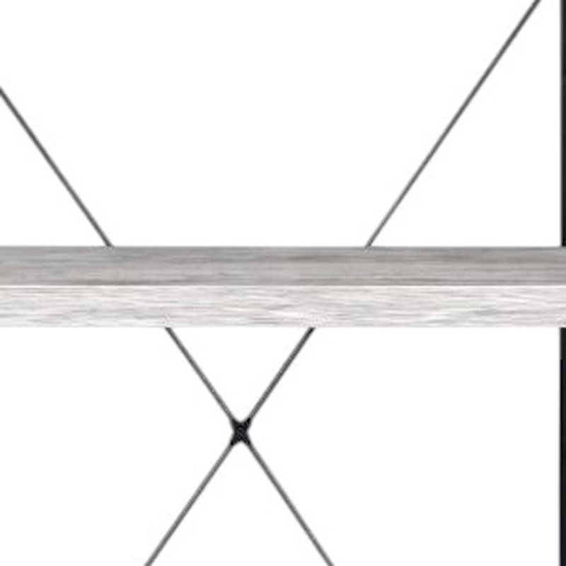 Étagère à livres 43 "en métal, Blanc antique / noir, (4 tablettes) H 43 po x l 24 po x P 11 po