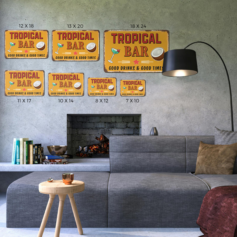 Enseigne tropicale 11 po x 17 po Tropical Bar