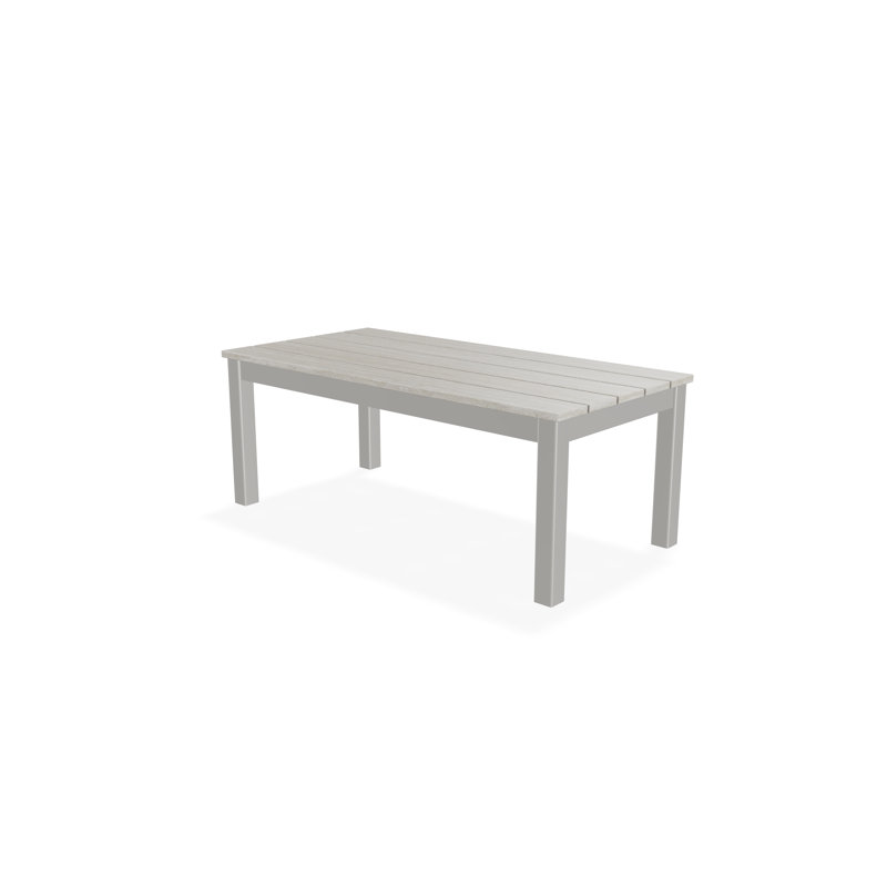 Table basse d'extérieur 24 po x 48 po en polymère rustique, Blanc / neige