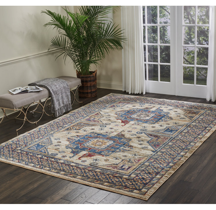 Tapis oriental ivoire / bleu Huetter