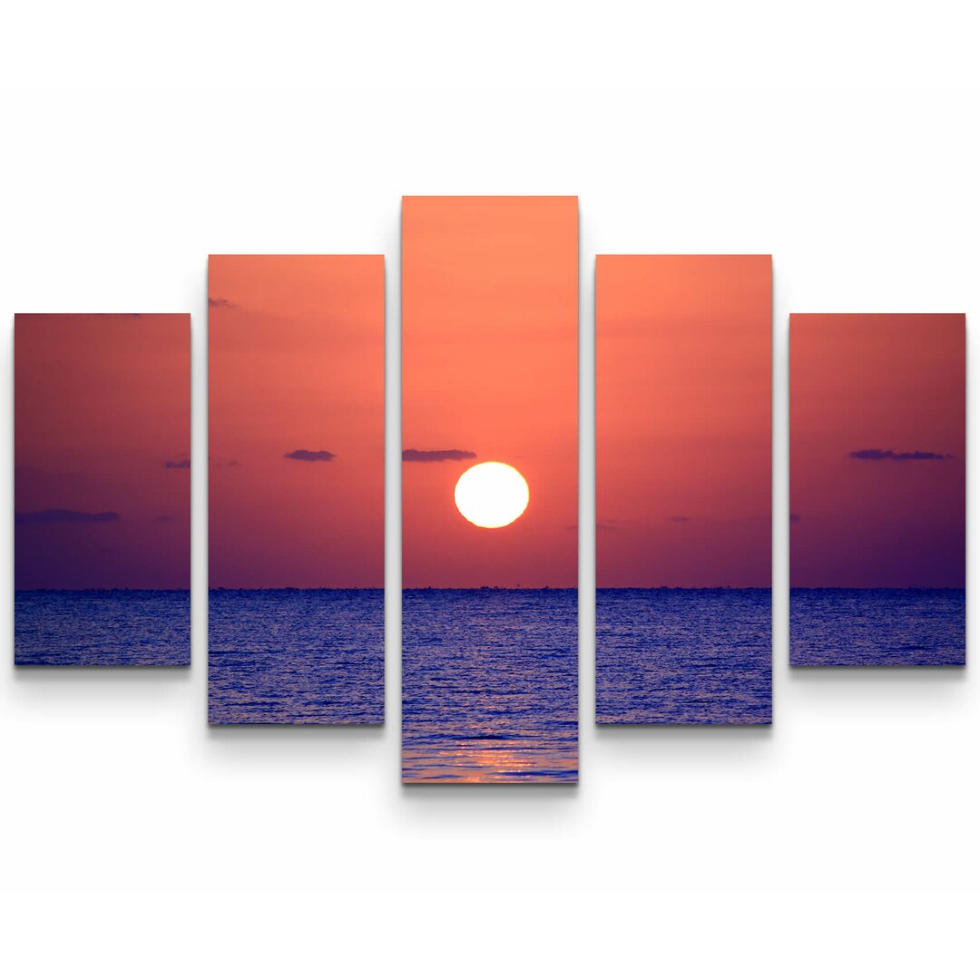 5-tlg. Leinwandbilder-Set Sonnenaufgang über dem Meer