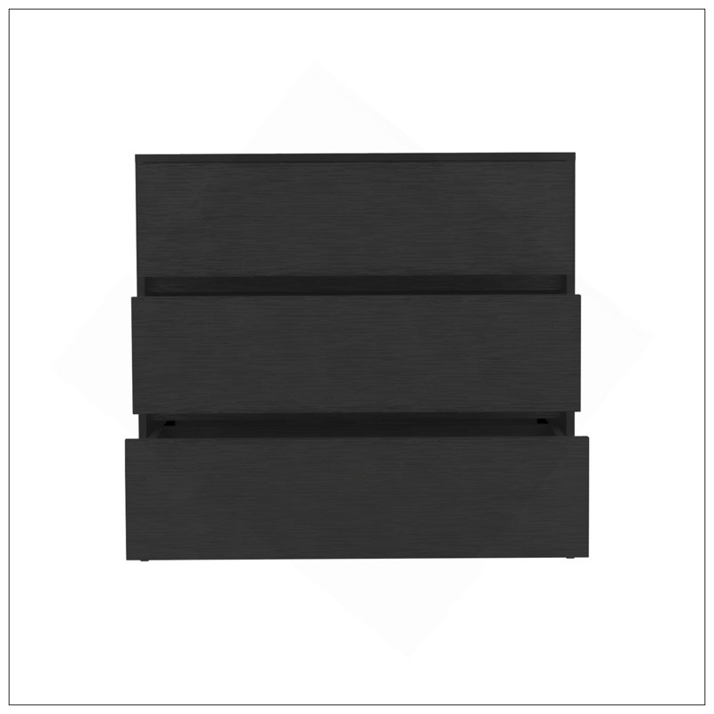 Commode H 31 po, 3 tiroirs, commode, noir, Noir