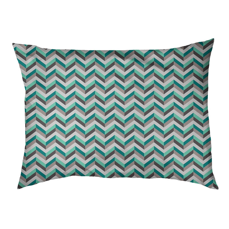 Coussin pour chien chevron Byrge, Grand (l 42,5 po x P 32,5 po x H 14 po), Bleu / Vert