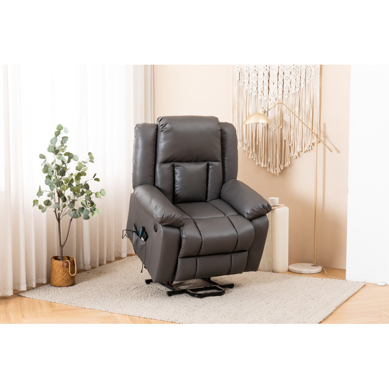 Electric Power Massage Recliner Chair,PU Leather Recliner, Gray
