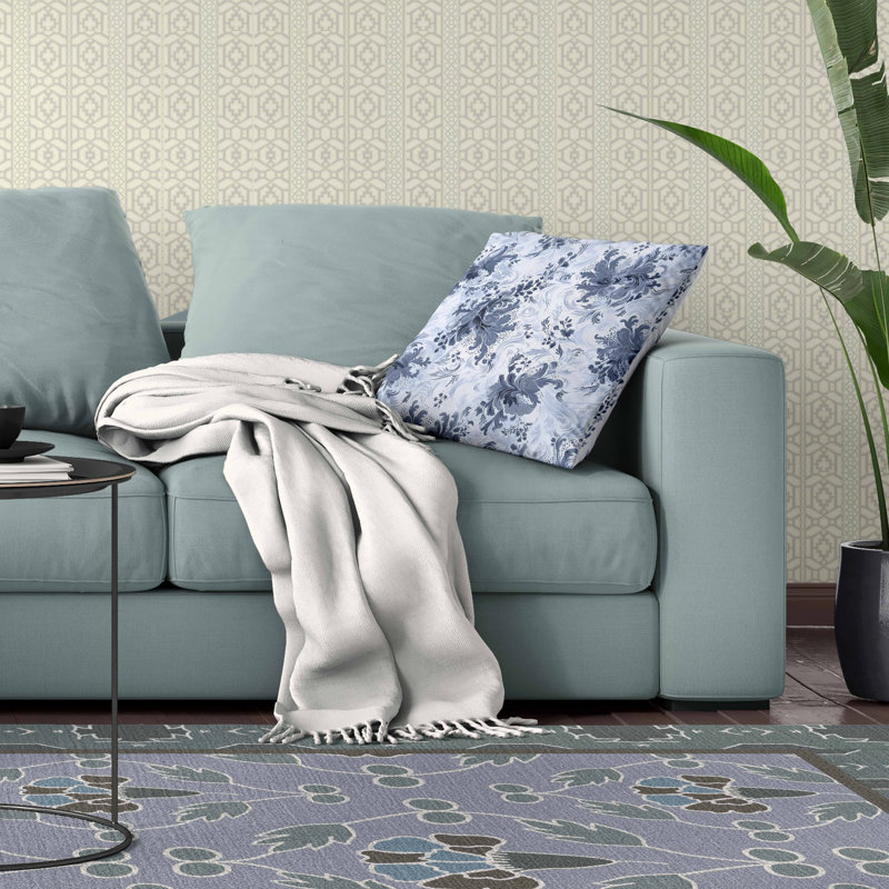 Coussin Retro Remix Broadcloth, H 26 po x l 26 po, Bleu / Gris pâle