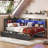 Corner Bed Frame with Bookcase Storage and PU Upholstered, Twin Daybed with 2 Drawers and Charging Station-258402887