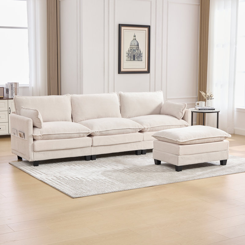 Canapé modulaire surdimensionné avec repose-pieds mobile, Beige