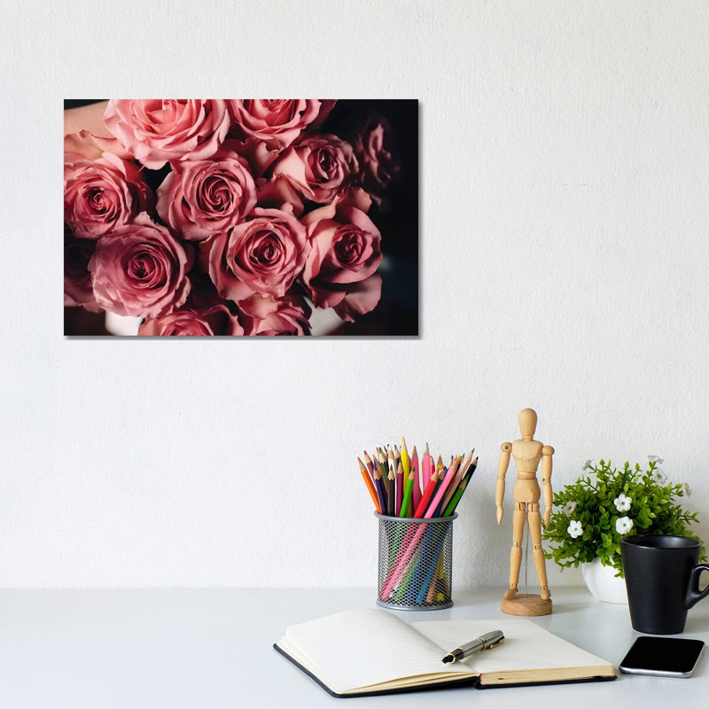 Pink Roses On Top by Chelsea Victoria - Wrapped Canvas Painting, 20.32 cm H x 30.48 cm W