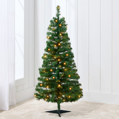  4Ft Pre-Lit Colored Christmas Tree, Artificial Tree Holiday Decor W/ LED Lights - Green Spruce