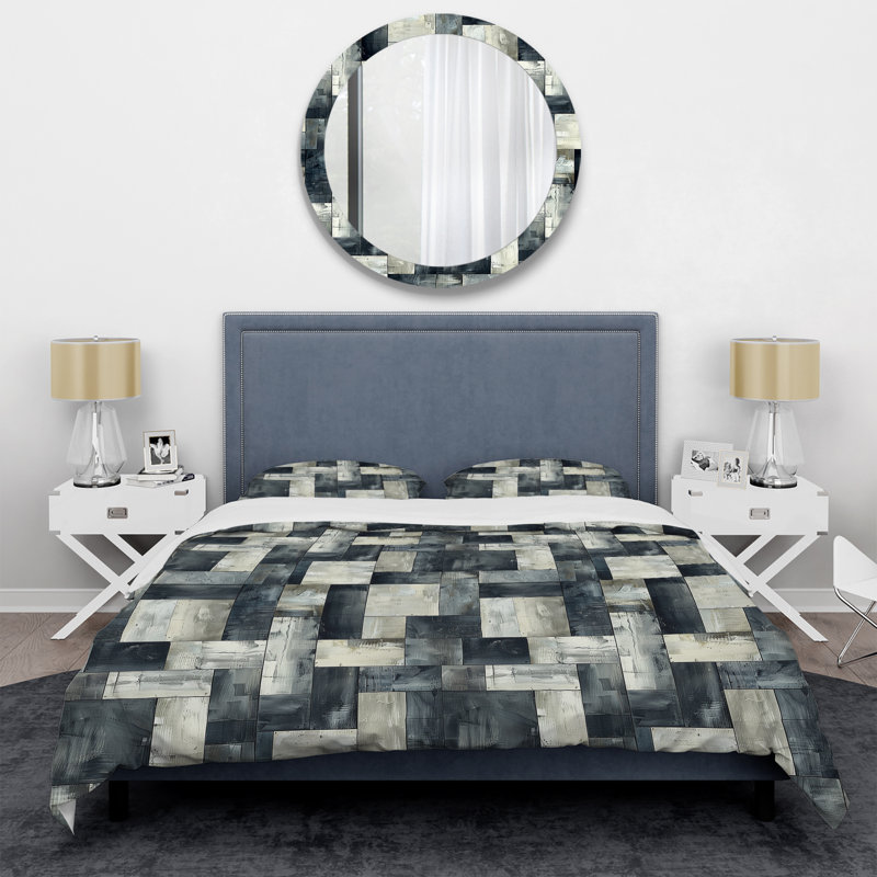 Ensemble de housse de couette gris Midcentury Geometrie I - Midcentury Geometrie