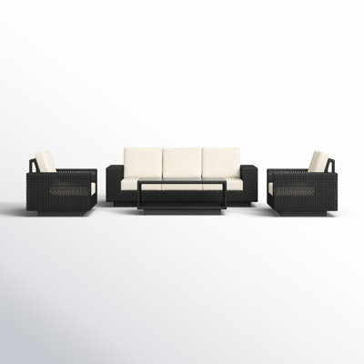 Aceline 4-Piece Outdoor Seating Group with Chairs and Sunbrella Cushions