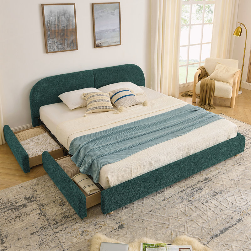 Très grande base de lit tapissier, Vert