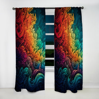 Canova - rideau en velours moderne - obscurcissant - 1 panneau Rainbow Colored Waves II