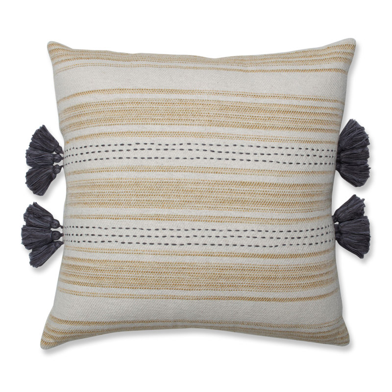  Cotton Throw Pillow Cover & Insert, Yellow/Gray