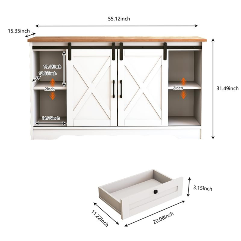 Farmhouse Buffet Cabinet, White