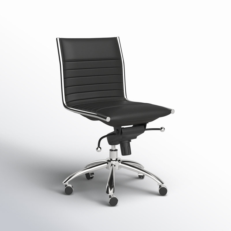 Naida Faux Leather Swivel Task Chair, Black Faux Leather, No
