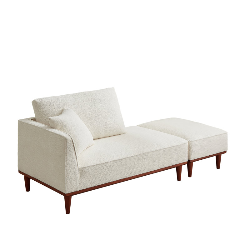 Chaise longue et tabouret rembourrés Finken, Blanc