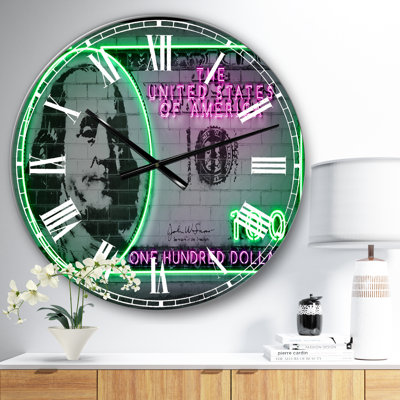 100 dollars - Grande horloge murale moderne