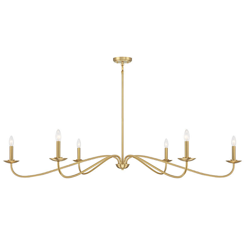 Lustre 6 lumières Meridian en laiton naturel, Laiton naturel