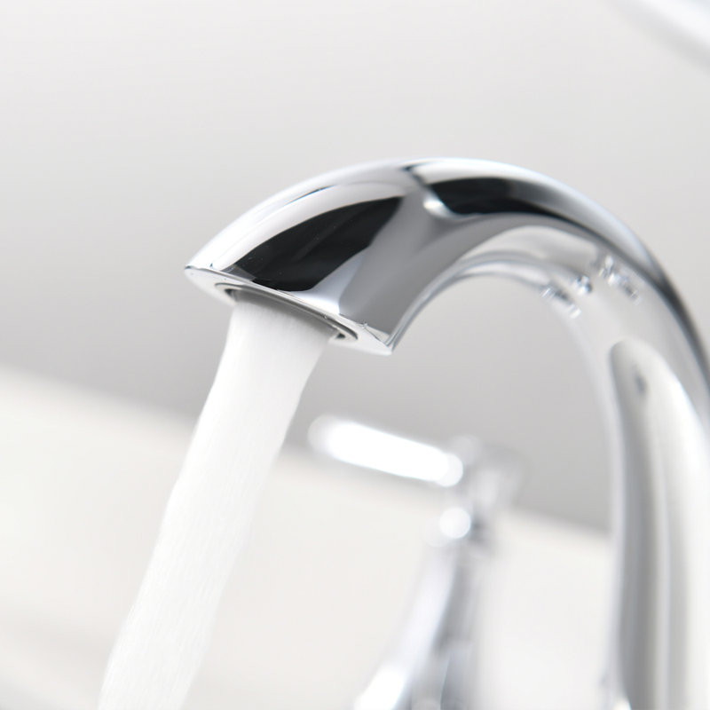 Robinet de salle de bain à large entraxe avec bonde, Chrome