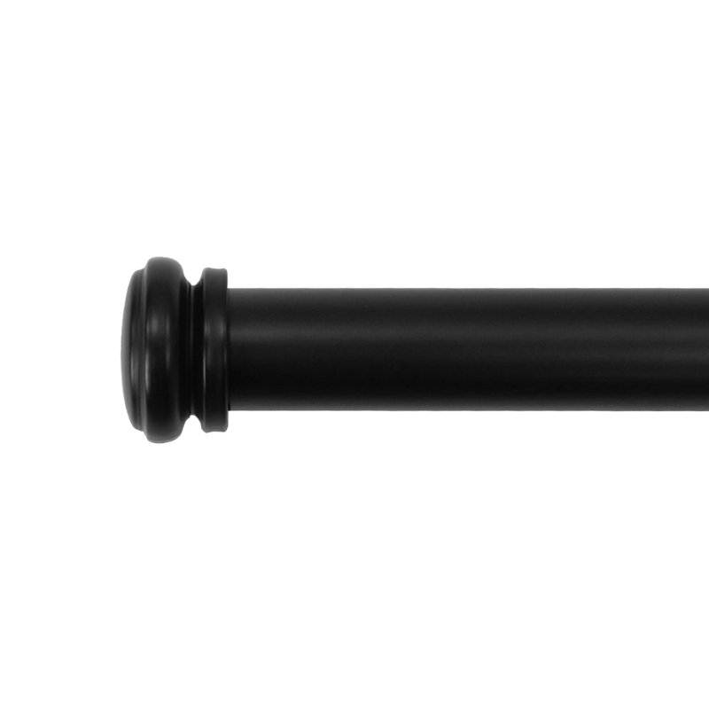 Ensemble de tringle à rideaux simple 1 "avec embouts, Noir mat