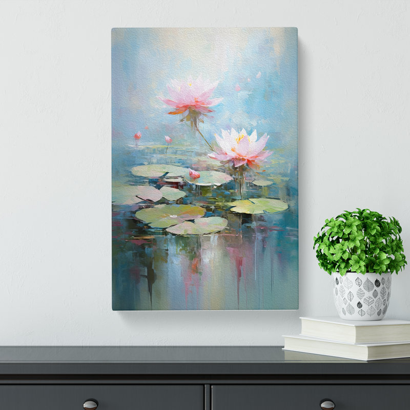 Lotus Flower Impressionism No.3 - No Frame Print, 60cm H x 40cm W x 3cm D