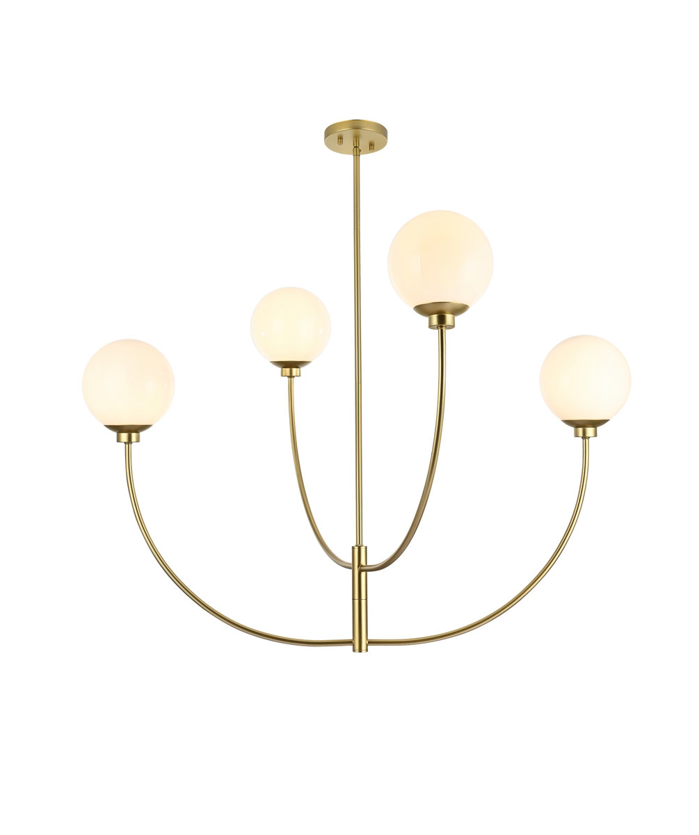 Kyle 4-Light Chandelier, 29.5" H x 42" W x 42" D, Brass