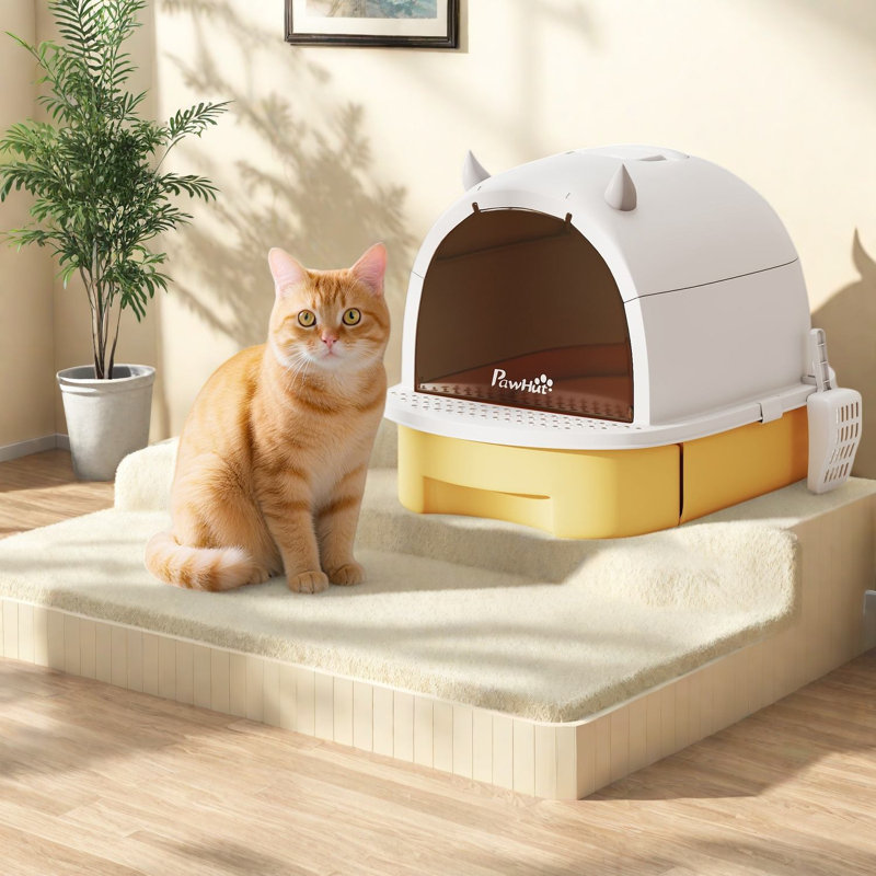 Cat Litter Boxes & Litter Box Enclosures, Portable Polypropylene Yellow