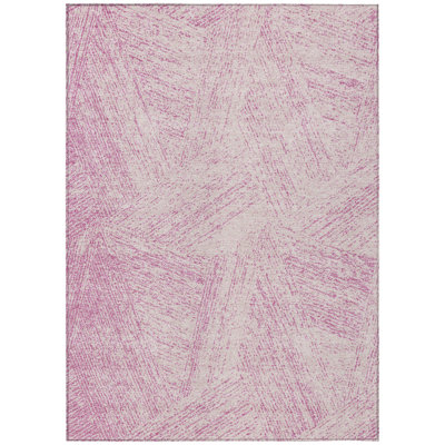 HomeRoots 5' X 8' Pink Abstract Washable Indoor Outdoor Area Rug