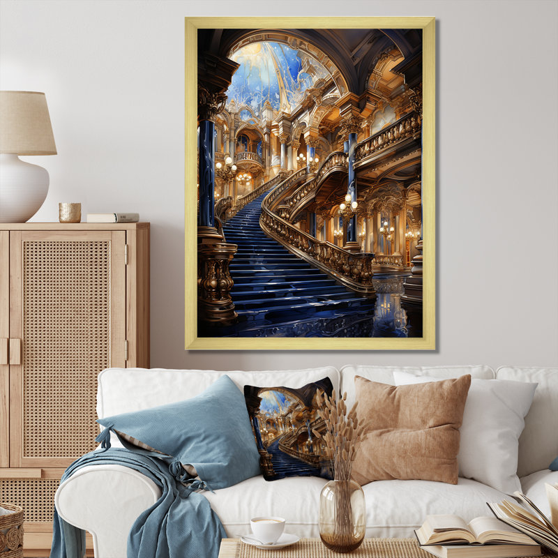 Yasa, beige, noir, Mexique, Palacio De Bellas, Encadrement doré, H 32 po x l 24 po x P 1 po