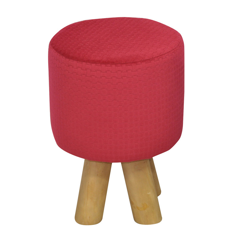 Kivi Solid Wood Accent Stool, Red