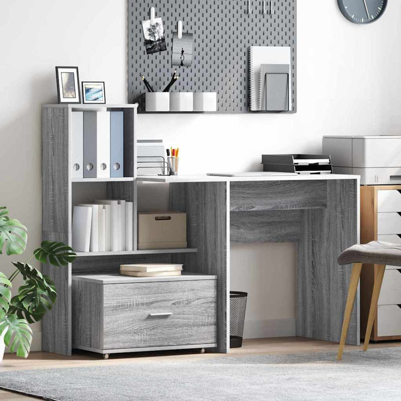Desk 131.5 X 50 X 106.5 Cm Engineered Wood, Grey Sonoma