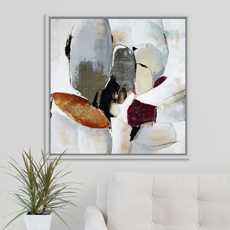 «Lost in the Moment», peinture sur toile, H 31,7 po x l 31,7 po x P 1,75 po, Cadre flottant blanc