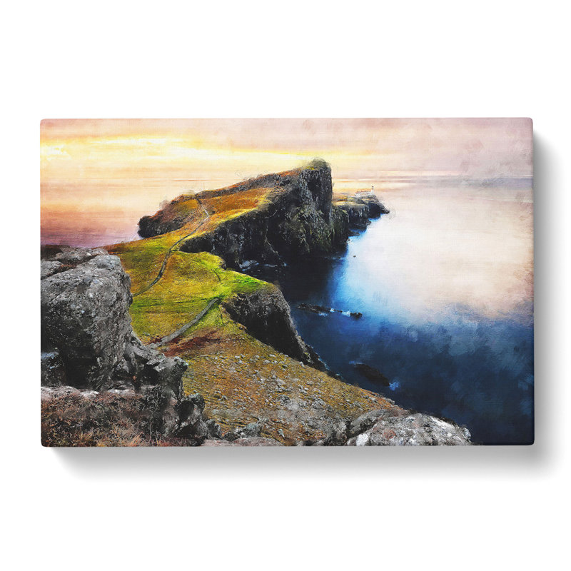 Lighthouse In The Isle Of Skye Painting - Wrapped Canvas, 60cm H x 91cm W x 3cm D