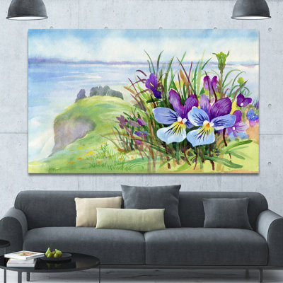 « spring mauve florals on mountain », reproduction d’art sur toile tendue