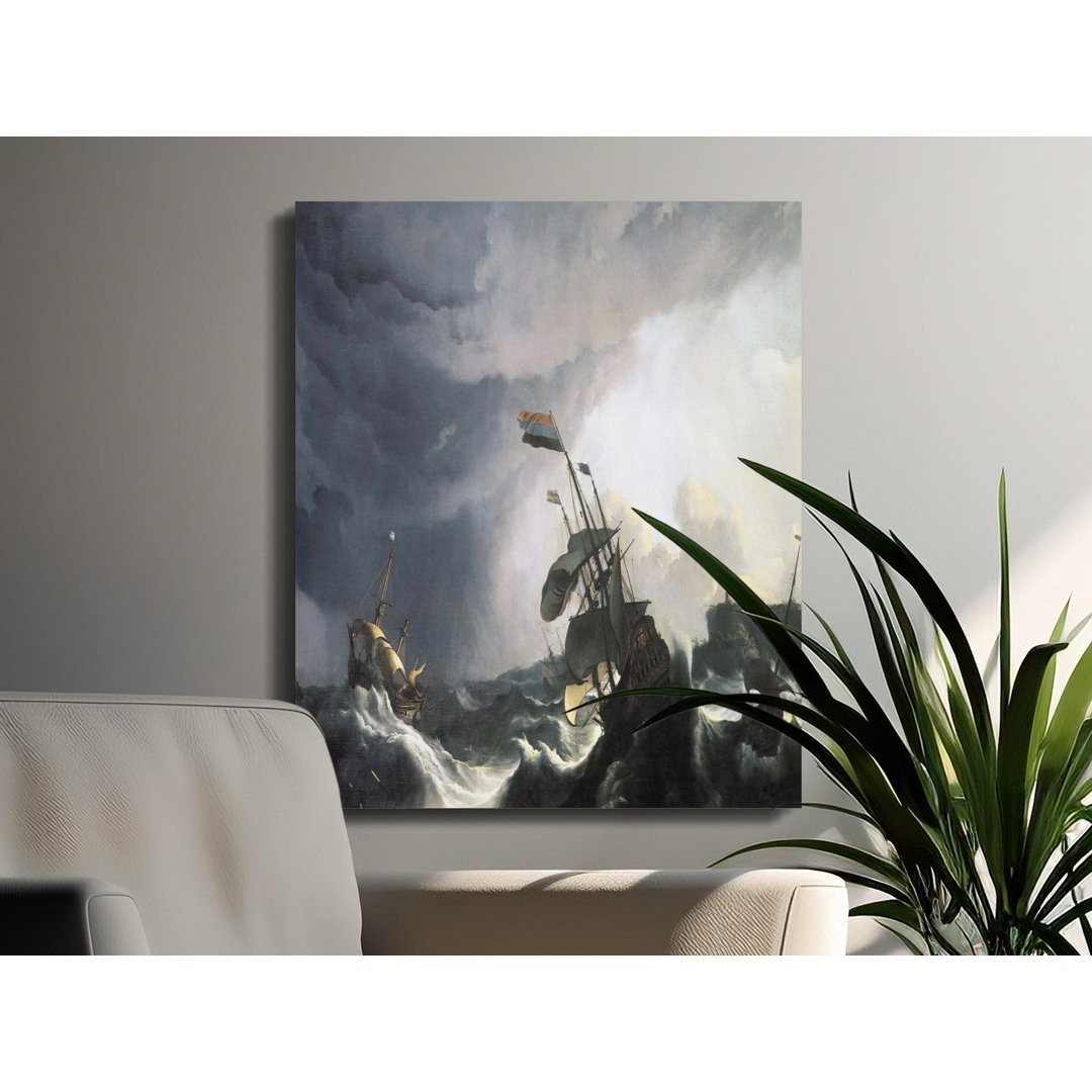 Ship in Storm Canvas Wall Art, Gallery Wrapped Seascape, Ready to Hang Maritime Print, Archival Quality Nautical Decor, Statement Piece