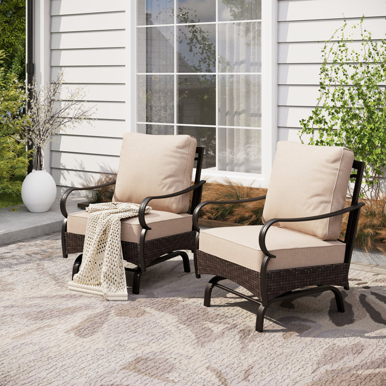 Rocking Patio Lounge Chairs With Cushions(Set Of 2)